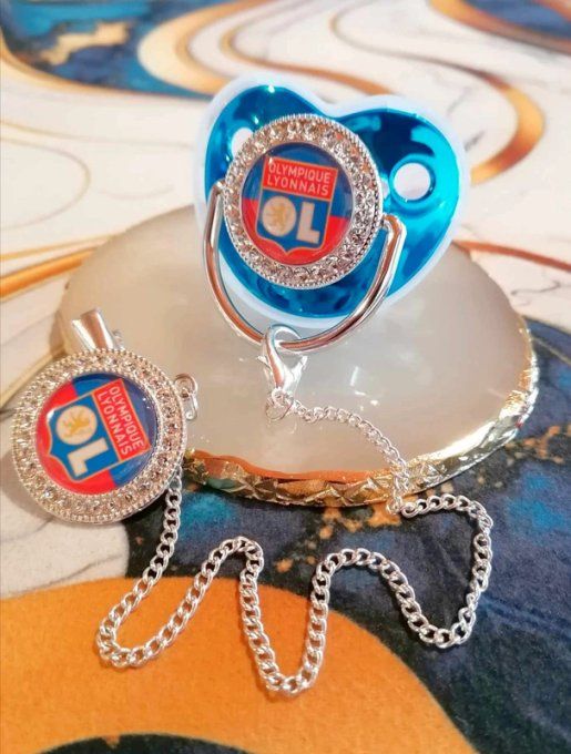 Tétine, sucette avec attache Olympique lyonnais 