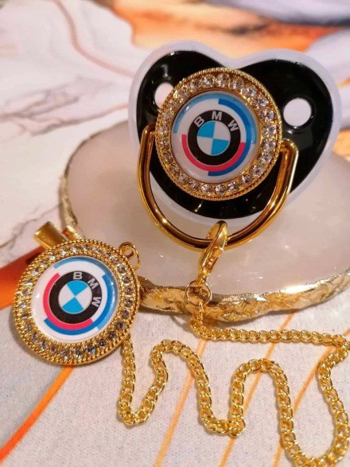 Tétine, sucette avec attache BMW 50 ans 