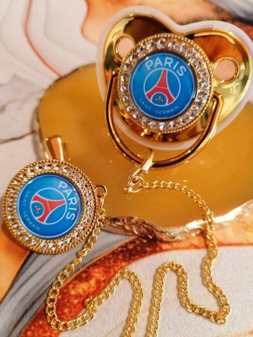 Tétine, sucette avec attache Paris saint germain 