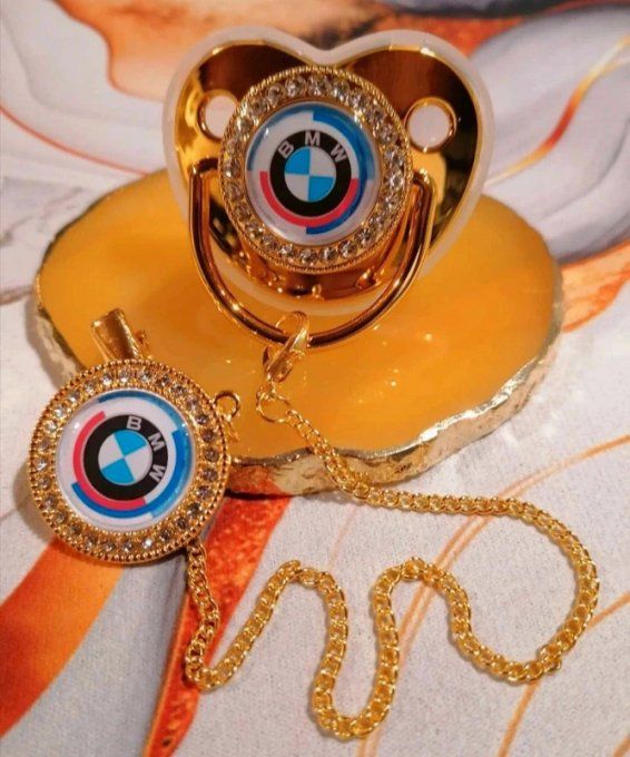 Tétine, sucette avec attache BMW 50 ans 