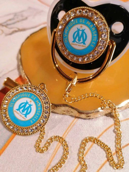 Tétine, sucette avec attache Olympique de Marseille