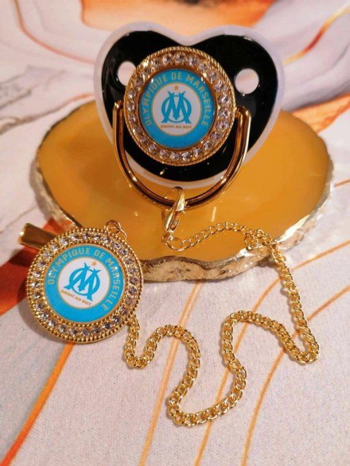 Tétine, sucette avec attache Olympique de Marseille