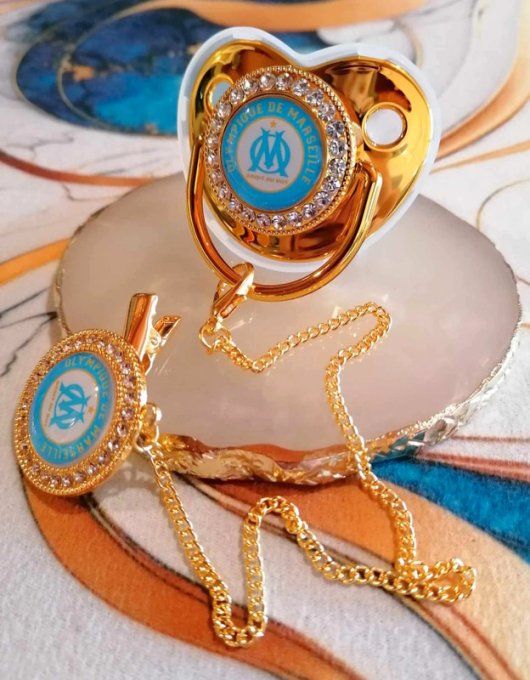 Tétine, sucette avec attache Olympique de Marseille