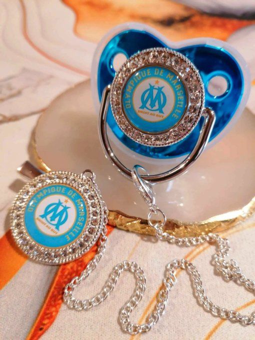 Tétine, sucette avec attache Olympique de Marseille