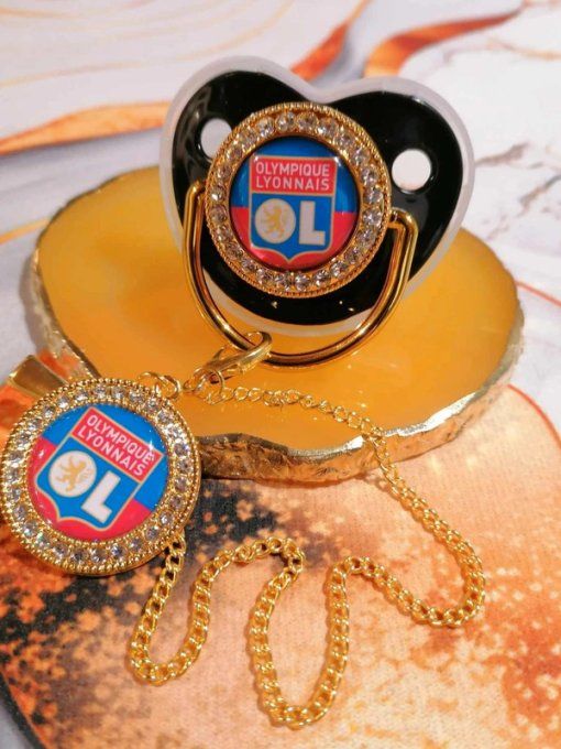 Tétine, sucette avec attache Olympique lyonnais