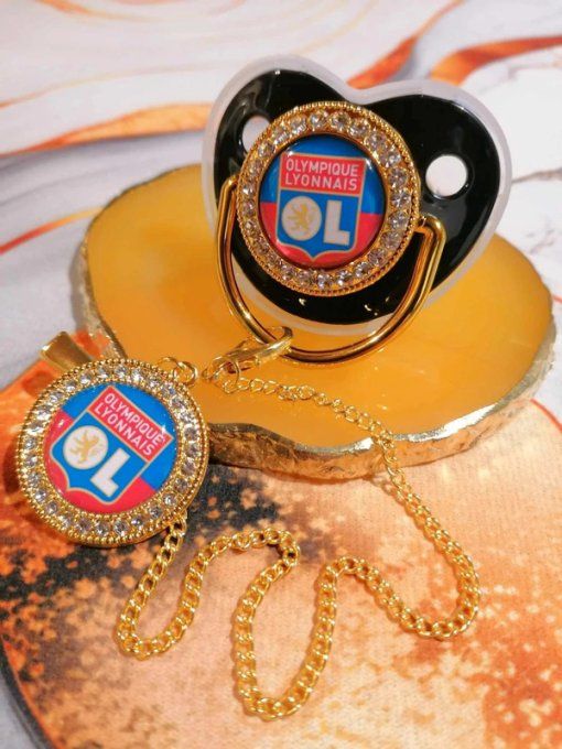 Tétine, sucette avec attache Olympique lyonnais 