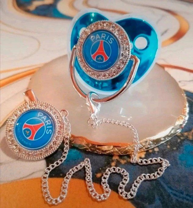 Tétine, sucette avec attache Paris saint germain 