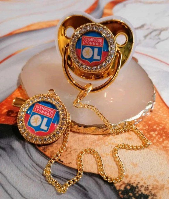 Tétine, sucette avec attache Olympique lyonnais 