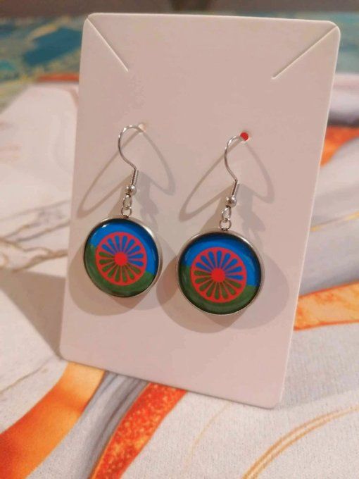 Boucle d'oreille drapeau voyageur gitan 