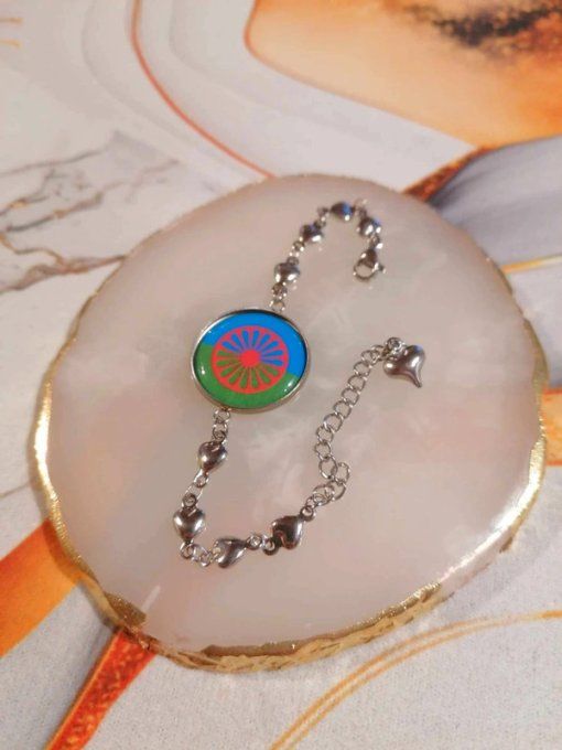 Bracelet coeur drapeau voyageur gitan 