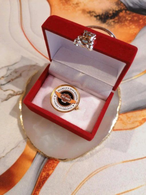 Bague Harley Davidson – Dorée ou Argentée, Taille Ajustable