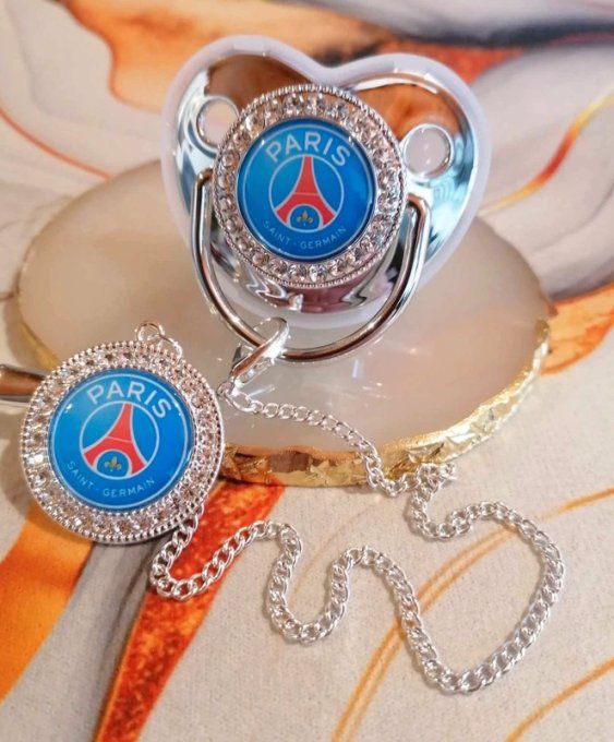 Tétine, sucette avec attache Paris saint germain 