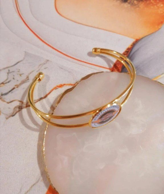 Bracelet Manchette Harley Davidson – Doré ou Argenté, Taille Unique