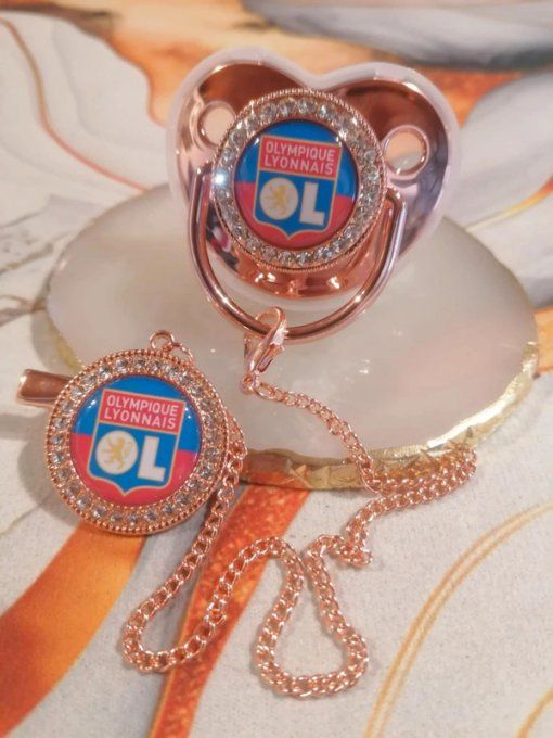 Tétine, sucette avec attache Olympique lyonnais 