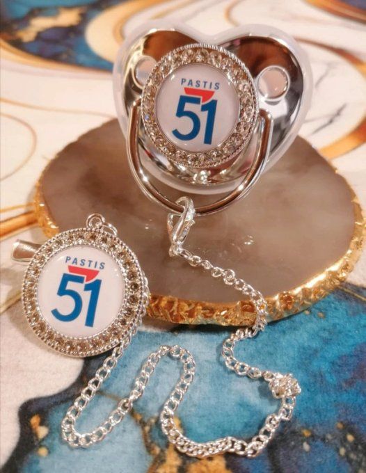 Tétine, sucette avec attache Pastis 51