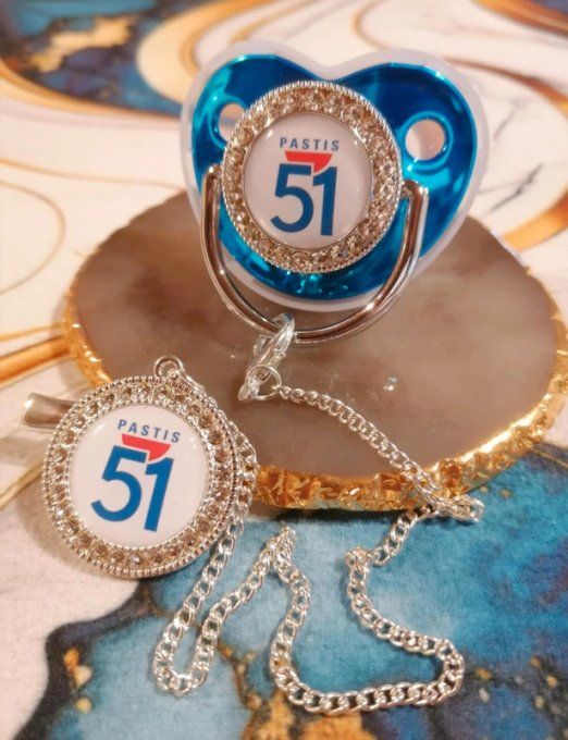 Tétine, sucette avec attache Pastis 51