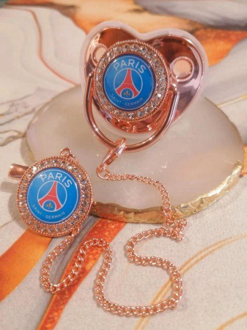 Tétine, sucette avec attache Paris saint germain 