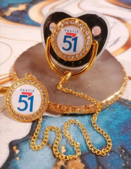 Tétine, sucette avec attache Pastis 51