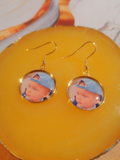 Boucle d'oreille personnalisé avec la photo / logo de votre choix 