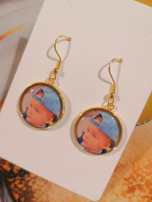 Boucle d'oreille personnalisé avec la photo / logo de votre choix 