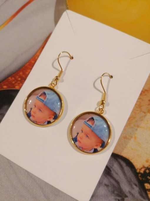Boucle d'oreille personnalisé avec la photo / logo de votre choix 