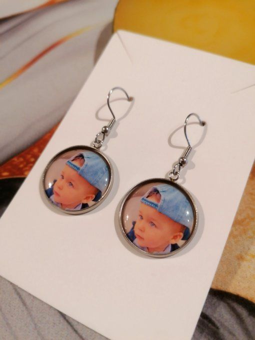 Boucle d'oreille personnalisé avec la photo / logo de votre choix 