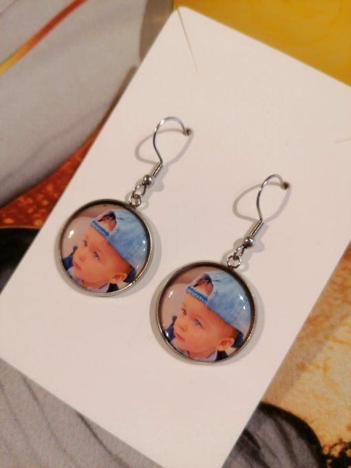 Boucle d'oreille personnalisé avec la photo / logo de votre choix 