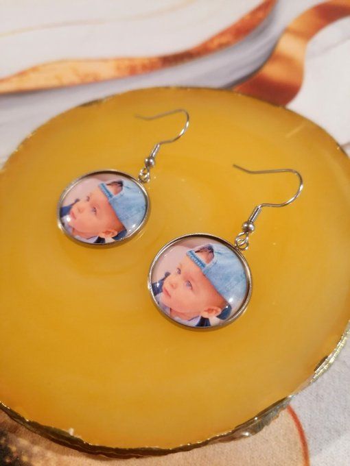 Boucle d'oreille personnalisé avec la photo / logo de votre choix 
