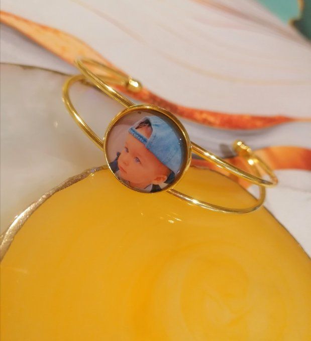 Bracelet manchette personnalisé avec la photo / logo de votre choix