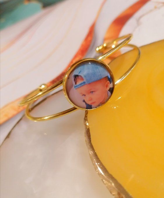 Bracelet manchette personnalisé avec la photo / logo de votre choix