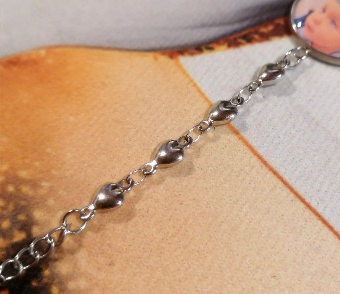 Bracelet coeur personnalisé avec la photo / logo de votre choix
