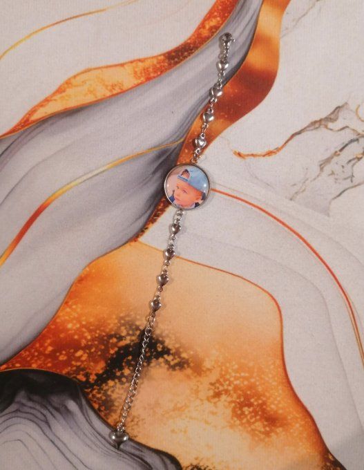 Bracelet coeur personnalisé avec la photo / logo de votre choix