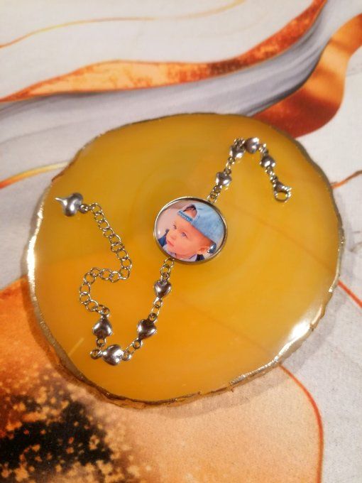 Bracelet coeur personnalisé avec la photo / logo de votre choix