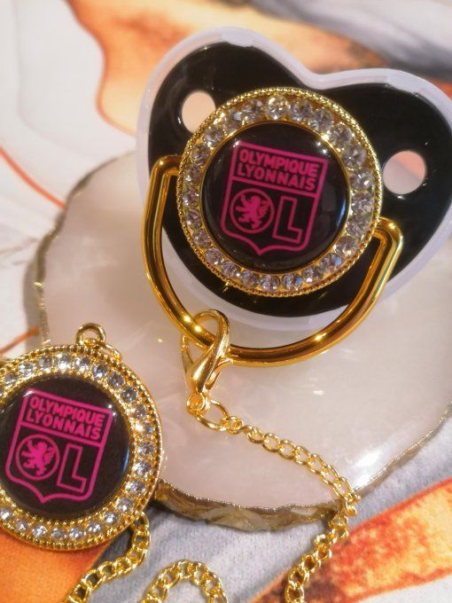 Tétine, sucette avec attache Olympique lyonnais
