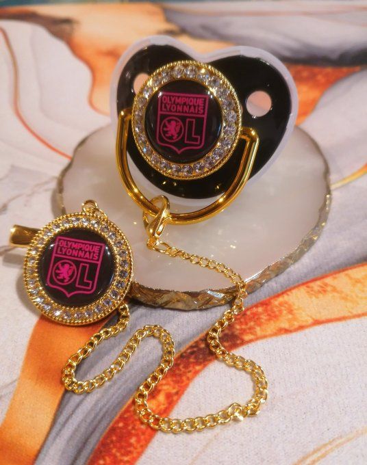 Tétine, sucette avec attache Olympique lyonnais 