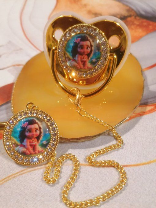 Tétine, sucette avec attache Vaiana 