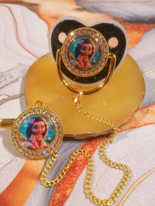 Tétine, sucette avec attache Vaiana 