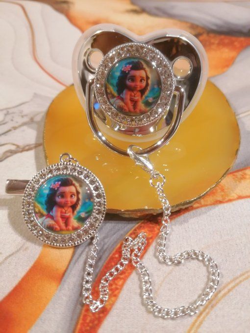 Tétine, sucette avec attache Vaiana 