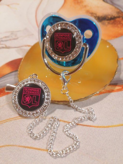 Tétine, sucette avec attache Olympique lyonnais 