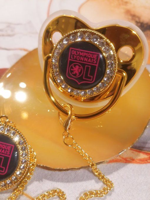 Tétine, sucette avec attache Olympique lyonnais 