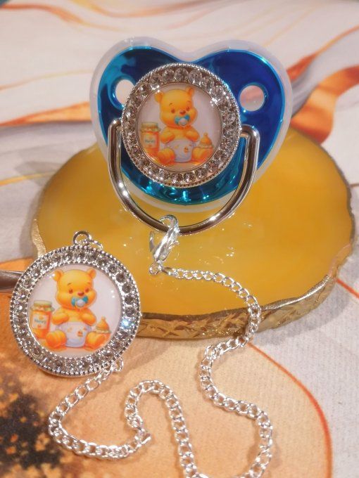 Tétine, sucette avec attache Winnie l'ourson