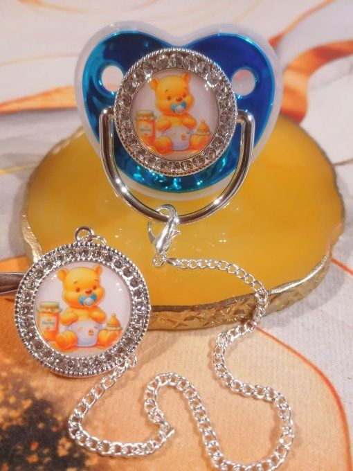 Tétine, sucette avec attache Winnie l'ourson