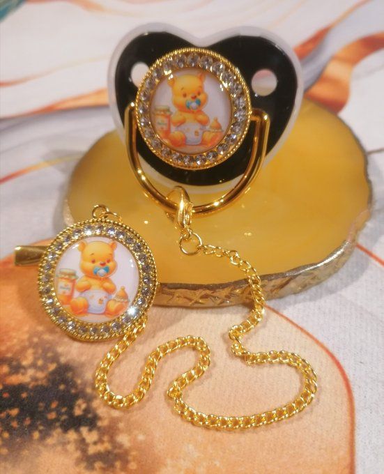 Tétine, sucette avec attache Winnie l'ourson