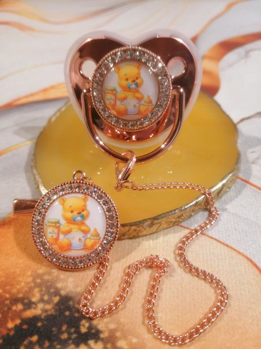 Tétine, sucette avec attache Winnie l'ourson