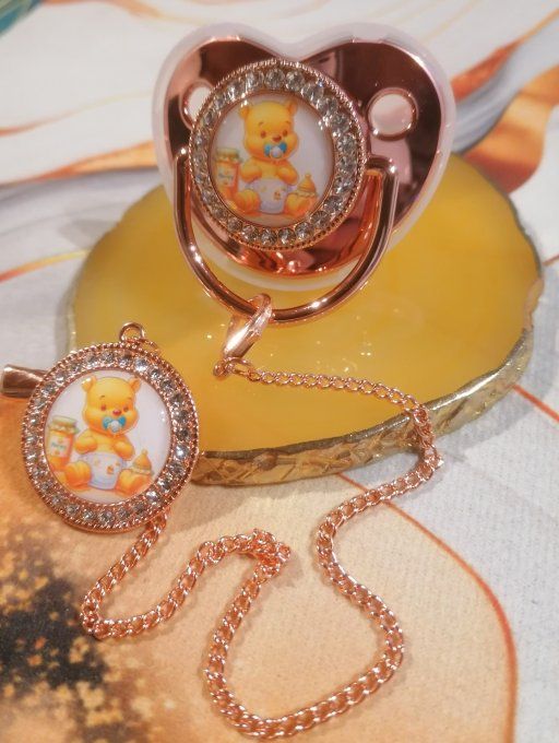 Tétine, sucette avec attache Winnie l'ourson