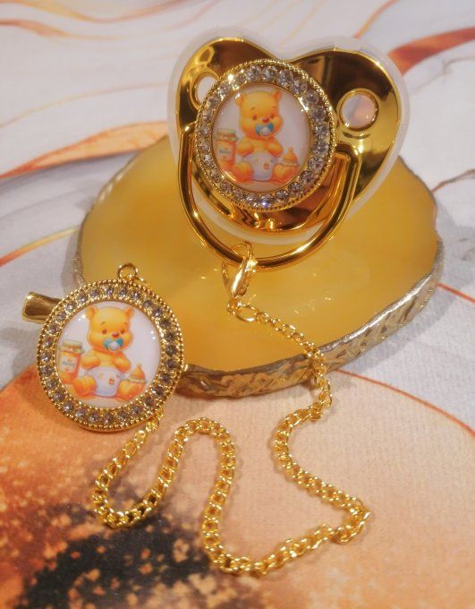 Tétine, sucette avec attache Winnie l'ourson