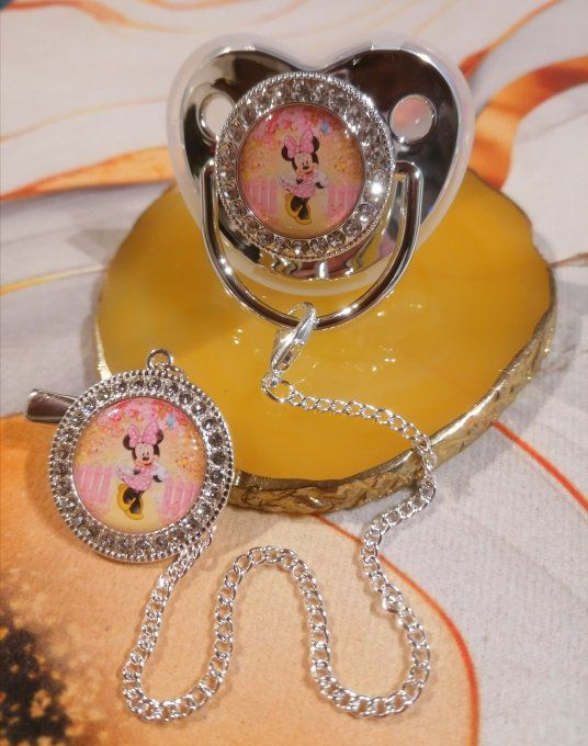 Tétine, sucette avec attache Minnie