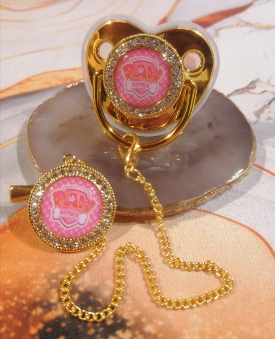 Tétine, sucette avec attache Pat Patrouille 