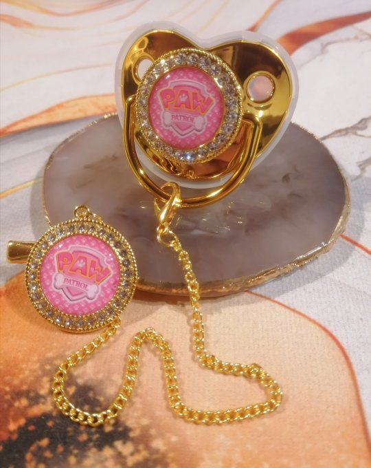 Tétine, sucette avec attache Pat Patrouille 