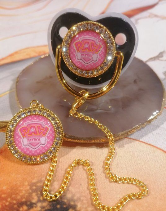 Tétine, sucette avec attache Pat Patrouille 